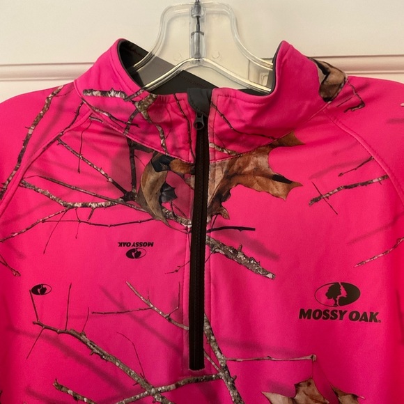 Mossy Oak Realtree Women's 1/4-Zip Performance Long Sleeve Tee Pink Camo Size XL - Picture 3 of 9